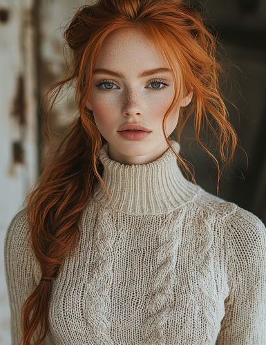 A Beautiful Redhead Slavic Model Poses Perfectly