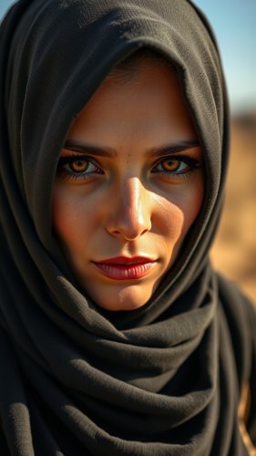 A Beautiful Sirian Woman Hiking in the Desert