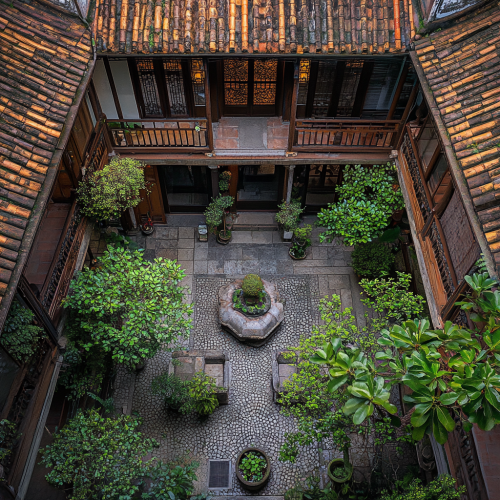 A Beautiful Taiwanese Courtyard House From Above