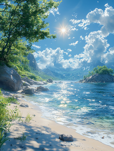 A Beautiful View of Nature with Water and Sky