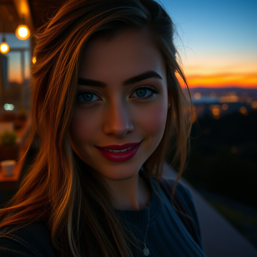 A Beautiful Woman During a Scenic Sunset Night