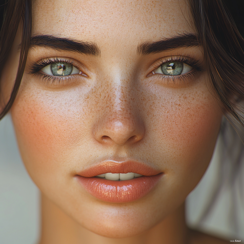 A Beautiful Woman with Warm Smile and Natural Makeup