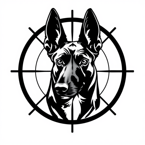 A Belgian Malinois in Crosshairs: Monochrome Logo