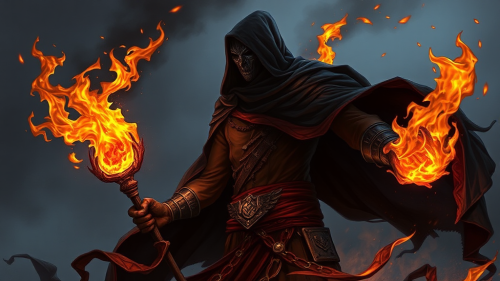A Black Mage Fire Genasi casts spell.