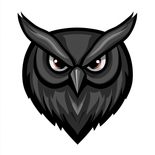 A Black Owl Logo on White Background, Vector Art