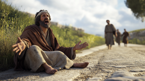 A Blind Man Reaching Out to Jesus