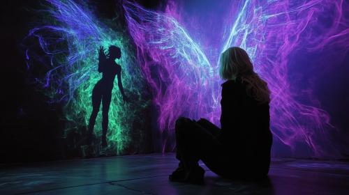 A Blonde Angelic Girl Interacting with Mystic Aura