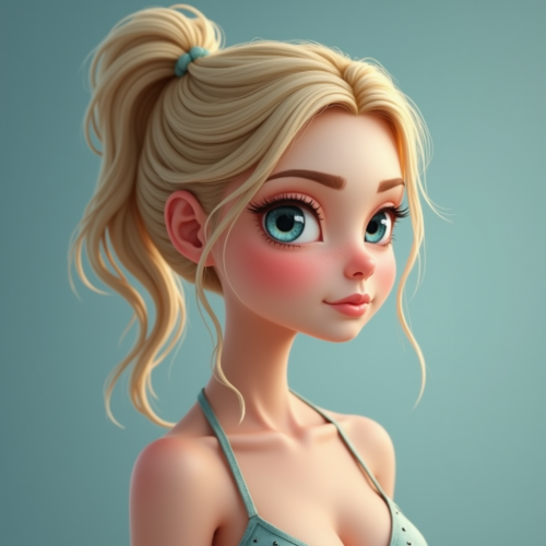 A Blonde Girl with Ocean Blue Eyes