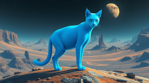 A Blue Cat-like Human on an Alien Planet