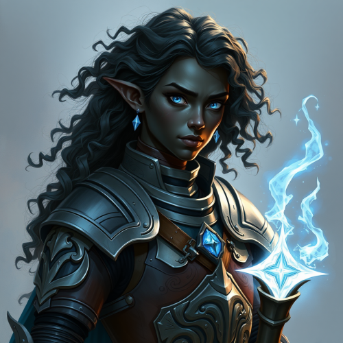 A Blue-Eyed Half-Elf in Blue ISU Armor