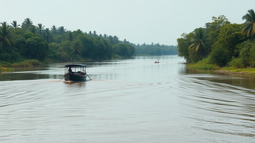 A Boat in the River Sinking Down