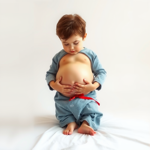 A Boy's Belly Growing Bigger in Pajamas
