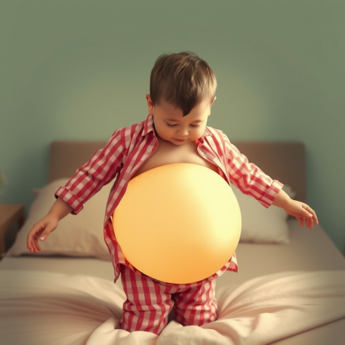 A Boy's Belly Magically Expanding in Pajamas