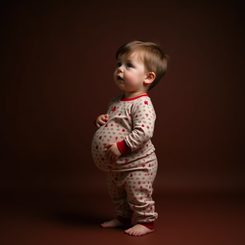A Boy's Huge Belly on Christmas Morning