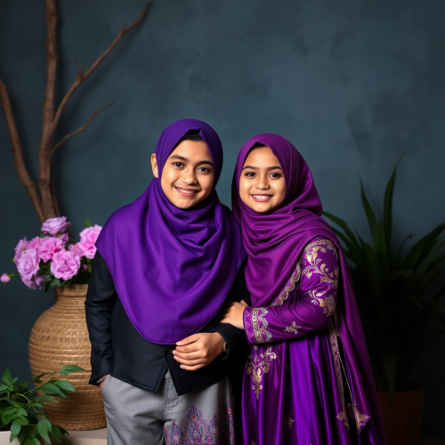 A Boy, His Mom, and Hijabi Girl in Purple