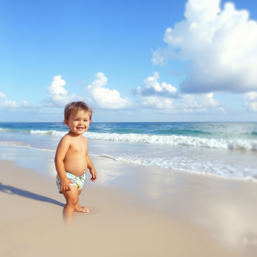 A Boy Enjoying the Beach