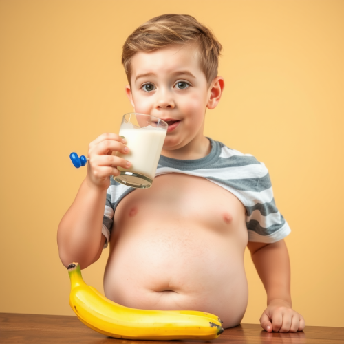 A Boy Growing Bigger from Weight Gain Milkshake