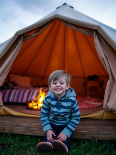 A Boy Near the Glamping Dome