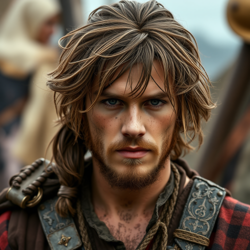 A Brave Medieval Pirate with Brown Hair