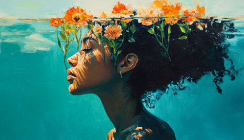 A Brazilian Woman with Flowers in Oil Painting