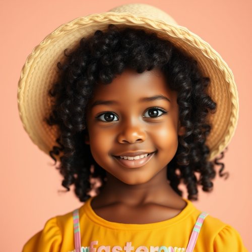 A Bright-Eyed Girl with Easter Straw Hat