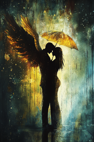 A Bright Ghostly Figure Protects Friend from Rain