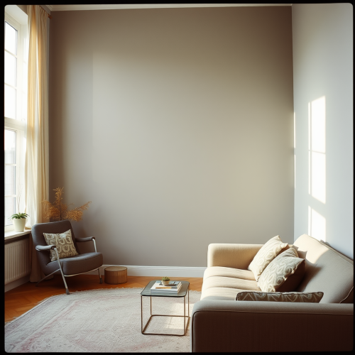 A Brightly Lit Grey Livingroom Wall