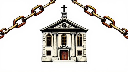 A Building Encircled by a Cross-Shaped Chain