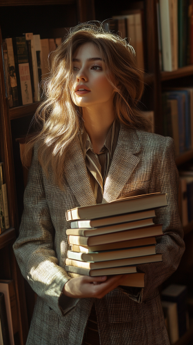 A Business Woman Shopping for Books in Luxury Store