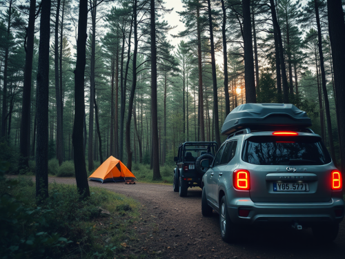 A Camping Trip in the Forest with Car