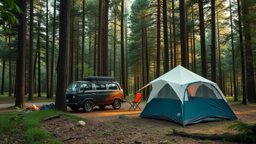 A Camping Trip in the Forest with Car