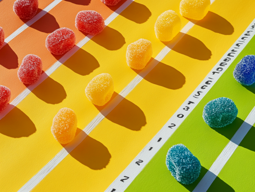 A Candy Race on Vibrant Yellow Track