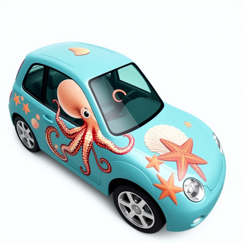 A Car Designed with Octopus, Seashell and Starfish