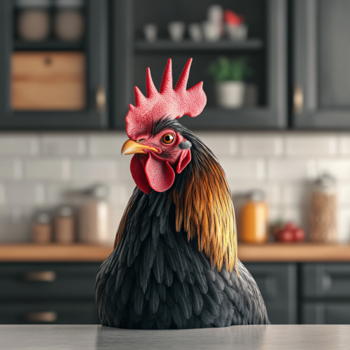 A Cartoon Rooster with Health Benefits Illustration