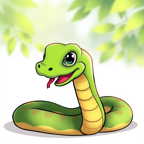 A Cartoon Snake in White Background