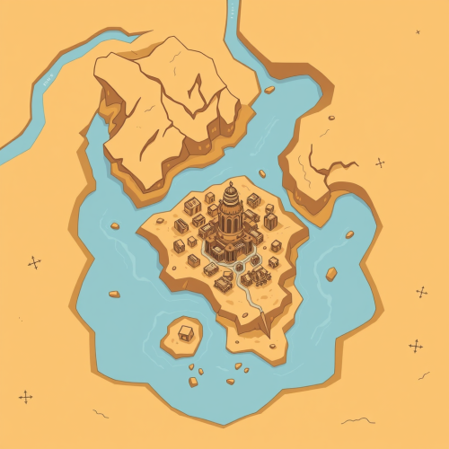A Cartoon-Style Desert City Hexe Map
