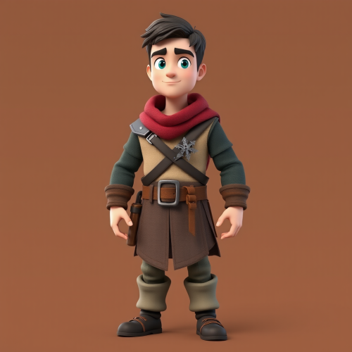 A Cartoonish Medieval Male Scout in T-Pose