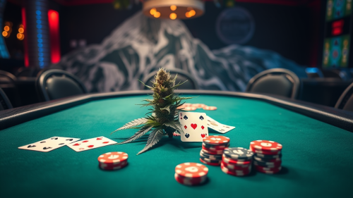A Casino with Marijuana-Themed Poker and Chips