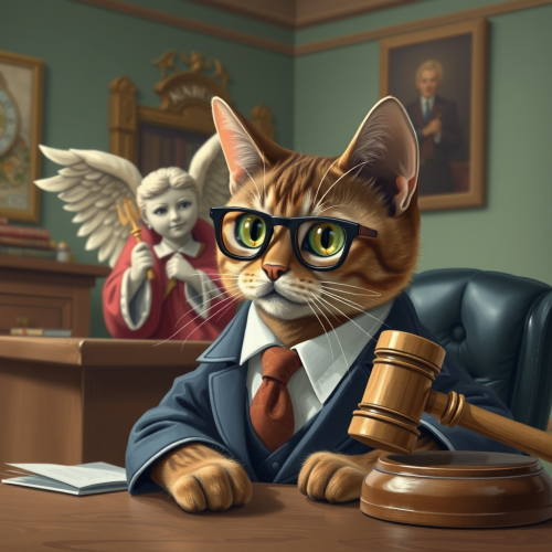 A Cat Lawyer in a Room with Judges