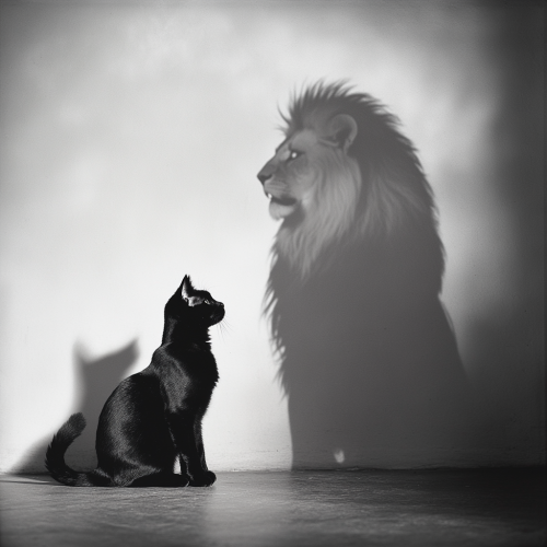 A Cat and Lion in Shadow Projection