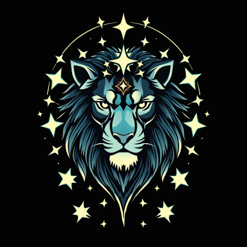 A Celestial Lion T-shirt Design on Black Background