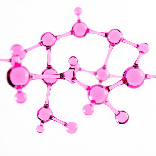 A Chain of Pink Glass Molecules on White