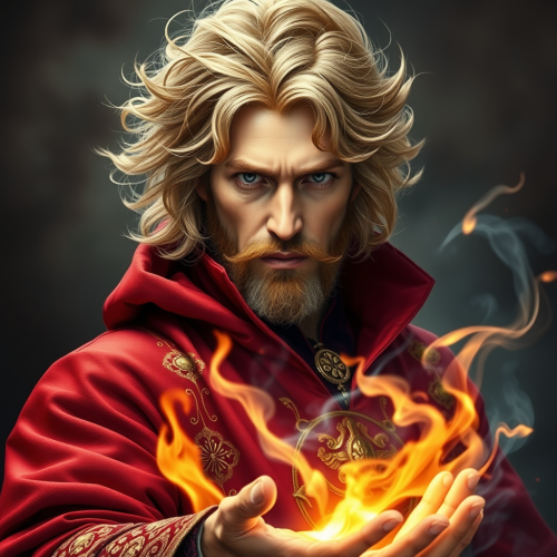A Charismatic Sorcerer Casting a Flaming Spell