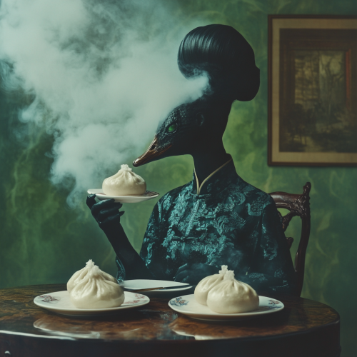 A Chinese creature with food and smoke