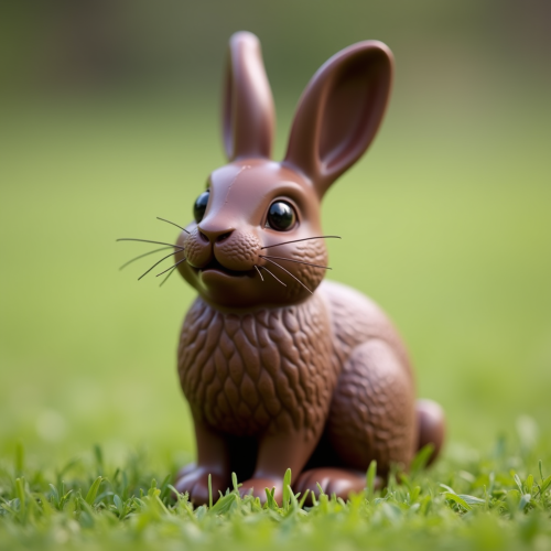 A Chocolate Bunny Resting on the Grass