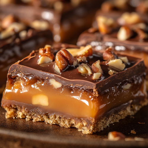 A Close-Up of Gooey Turtle Bars on Plate