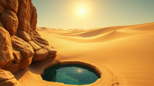 A Close-Up of Islamic Style Desert Oasis