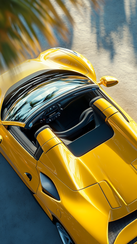 A Close-up of a Yellow Ferrari F8 Spider