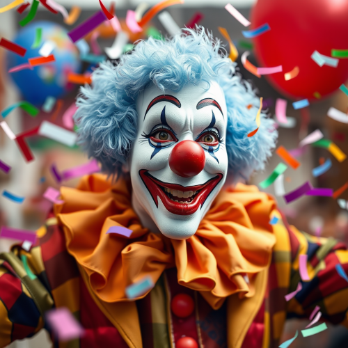 A Clown with Multicoloured Confetti