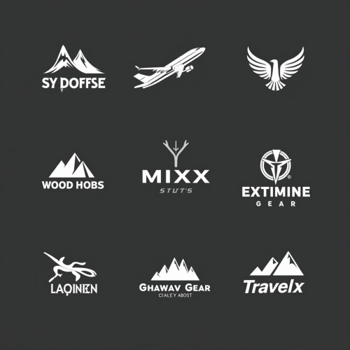 A Collection of expensive brand logos on dark gray.